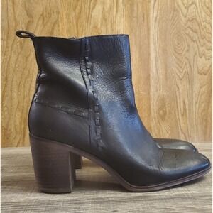 Lucky Brand Pambina Leather Ankle Boots Womens Size 8 Black